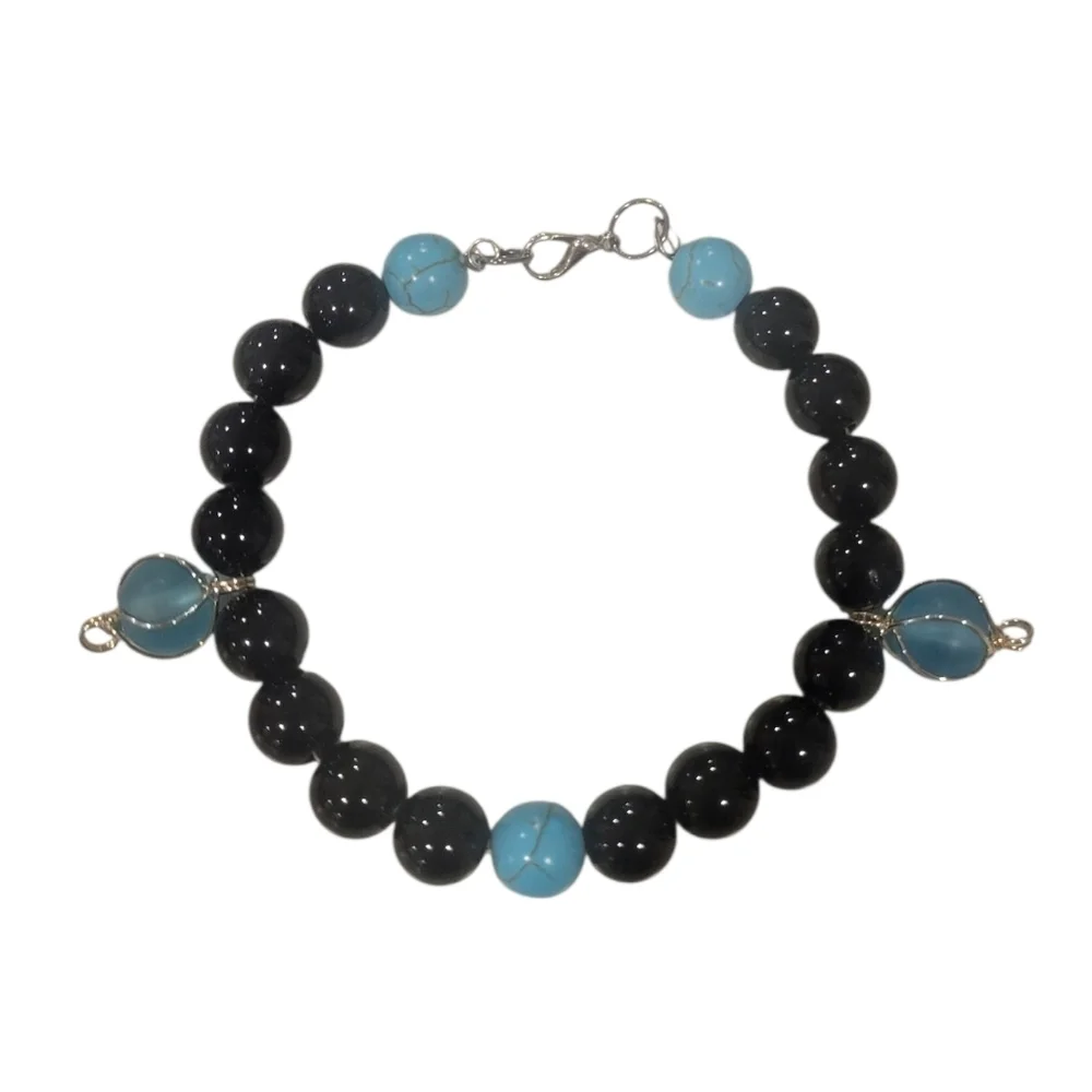 Black and Blue Moonstone Bracelet